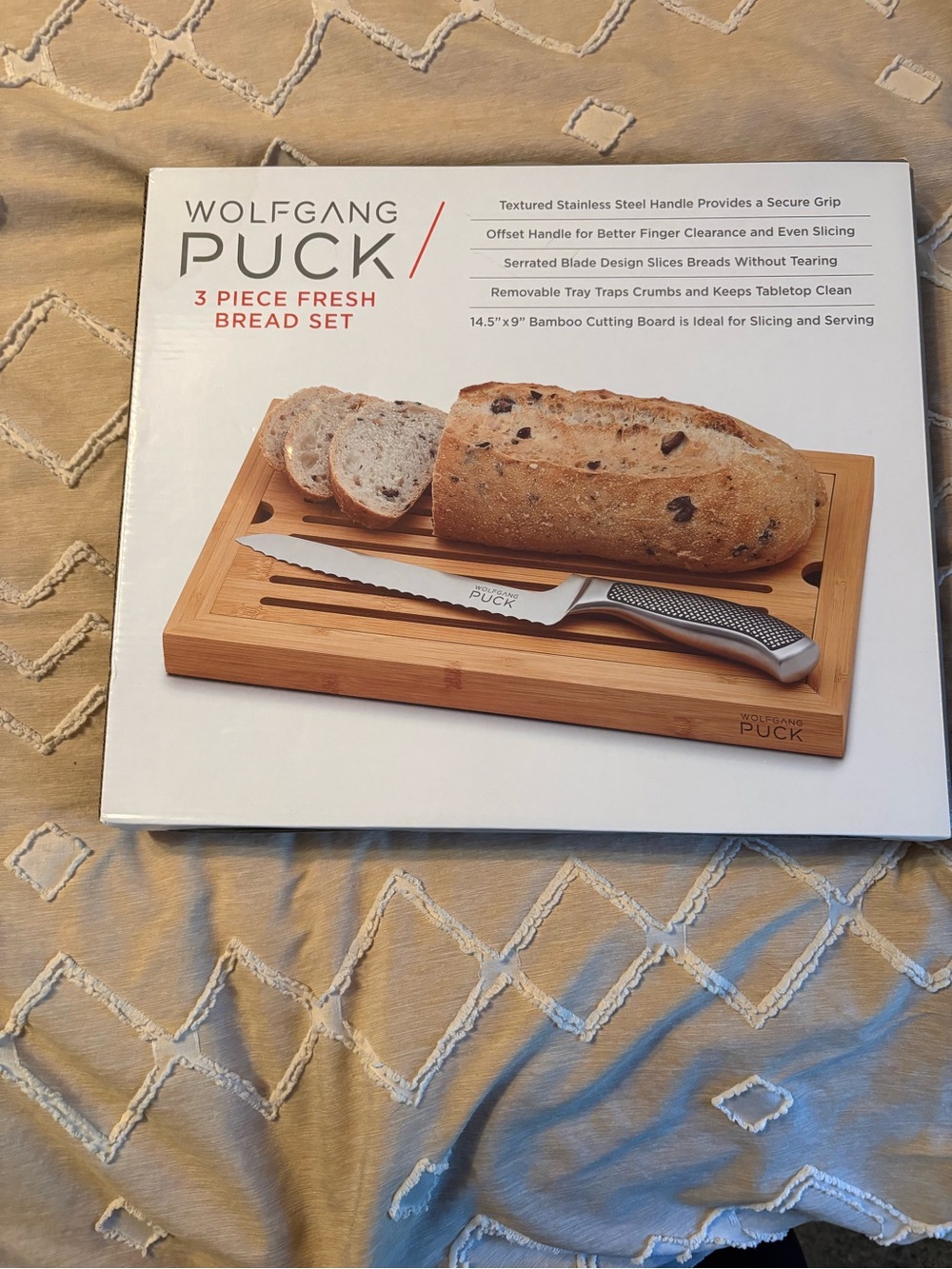 Wolfgang Puck 3-Piece Fresh Bread Set - Bamboo & Stainless Steel